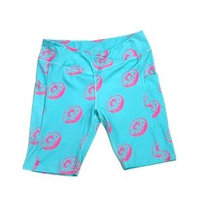 Raypose Womens Bike Style Shorts XL Turquoise in Color with Printed Pink Donuts